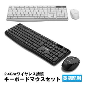 ワイヤレス キーボード マウス セット アウトレット商品 KM60 2.4GHz 無線 USBレシーバー接続 英語配列 テンキー付き パンタグラフ エルゴノミック 電池式｜tougen