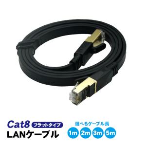 LANケーブル CAT8準拠 フラットタイプ 40Gbps 2000MHz 選べるケーブル長 1m/2m/3m/5m カテゴリー8 ランケーブル 金メッキシールド イーサネットケーブル｜tougen