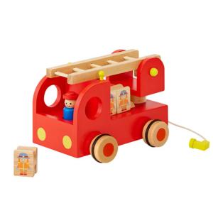 木のおもちゃ 消防車 働く車 ブロック 知育玩具 エド・インター カタカタ森の消防隊｜tougenkyou