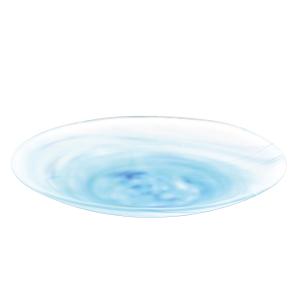 ガラス　菓子皿　菓子器　義山　流水皿　　（直径22ｘ高さ3cm) (紙箱）