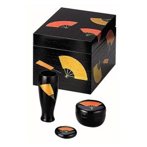 利休茶箱 キンマ彫 （木製 棗、香合、茶筅筒付）宗悦作 （化粧箱