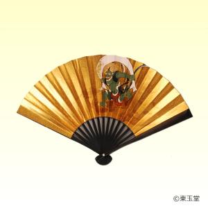 茶道用　扇子　黒塗　6寸　風神雷神 (メール便対応商品10本まで）｜tougyokudou