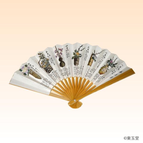 茶道用　扇子　白竹　5寸　茶花集  (メール便対応商品10本まで）