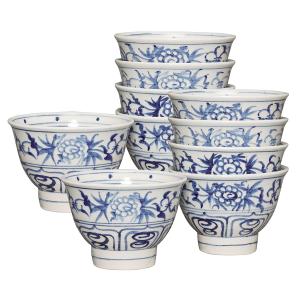数茶碗 花三島 10客組 黒石窯作（桐箱） : お茶道具東玉堂 ヤフー店