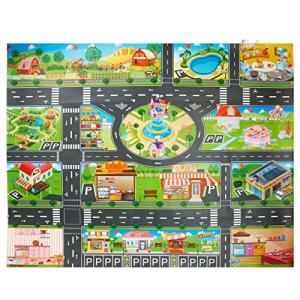 morytrade 道路 マット おもちゃ プレイマット ミニカー 遊び 地図 折りたたみ 1.3mx1m 6+