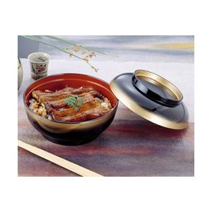 蓋付き丼 ５寸平煮物椀 黒金かすみつば金内朱（直径 16.3cm）漆器 うな丼 鰻 ウナギ うなぎ ...