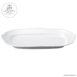白い食器 おしゃれ ＵＴＹ１２吋プラター 32.7×20.3×3.5cm UTY 楕円皿 白磁強化食器 業務用 stockヤ｜touki-furusato