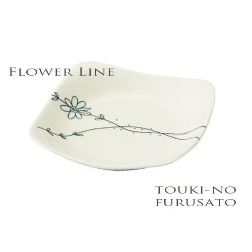 食器 おしゃれ フラワーライン48角皿（13ｃｍ） 磁器 軽量 丈夫 四角 取り皿 ケーキ皿 スタッ...