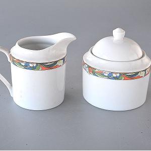 ウェーブ ミルクピッチャー ＆ シュガーポットセット ガラス 耐熱