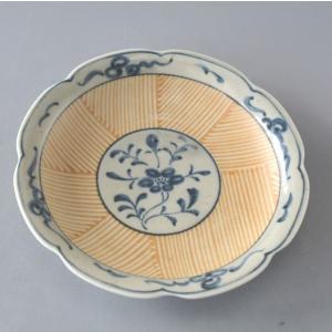 中皿 16cm 三峰 藍の花 取り皿