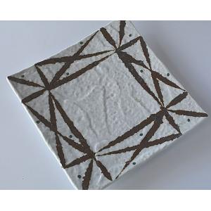 正角皿 茶の網目