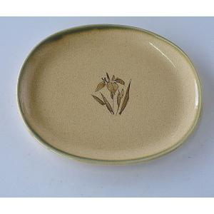 中皿 黄瀬戸 貫入 アヤメ オーバル皿