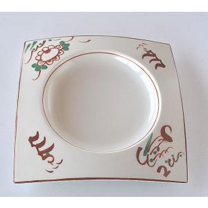 正角皿 ○□皿 赤絵の花