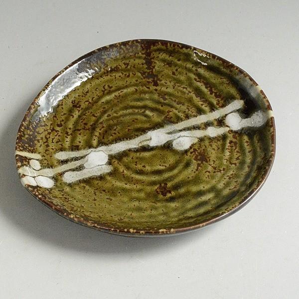 小皿 織部 白流し