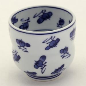 源右衛門窯 染錦牡丹丸紋（中・青） 飯碗 有田焼 ご飯茶碗 : 陶器たて