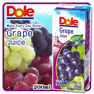 Dole ドール グレープ　１００％ 200ml 【果汁100％】【果汁100パーセント】【ぶどう】【ブドウ】【葡萄】【グレープ】【ジュース】｜toukyoucyuuou