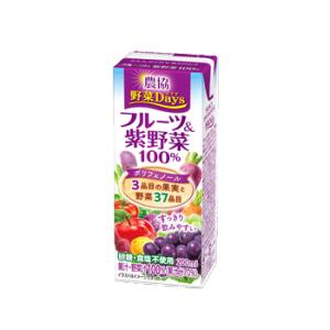 農協 野菜Days　フルーツ＆紫野菜100％　200ml ×36本 　送料無料