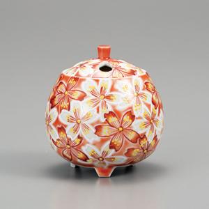 九谷平仙の香炉 Yahoo!オークション - 岡本平仙 「九谷焼香炉」 色絵 花文 獅子