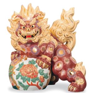 九谷焼 20号牡丹獅子 盛｜ 置物 獅子 人気 ギフト 贈り物 結婚祝い 内祝い お祝い