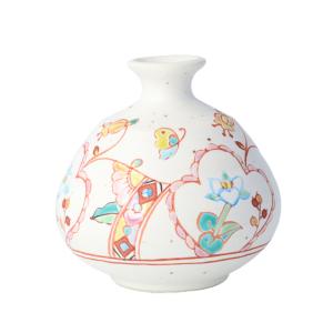 受注生産 薩摩焼 沈壽官窯（ちんじゅかん）白薩摩中丸花瓶 梅牡丹 代引