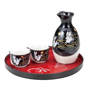 九谷焼 酒器揃 青手古九谷 徳利 盃セット / 文吉窯 ＜酒器 酒器セット