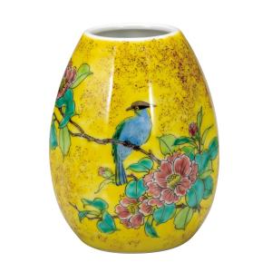 九谷焼 九谷勇峰作 花器九谷焼/九谷勇峰作 花鳥 花瓶 ギフト 中古 代引