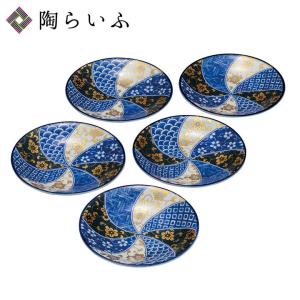 九谷焼 5.5号皿揃 鉄仙文 和食器 皿 中皿 人気 ギフト セット 贈り物 結婚祝い 内祝い k8-145 [ss] 化粧箱入り