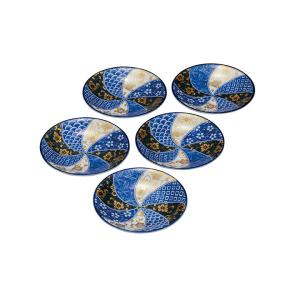 九谷焼 5.5号皿揃 鉄仙文 和食器 皿 中皿...の詳細画像1