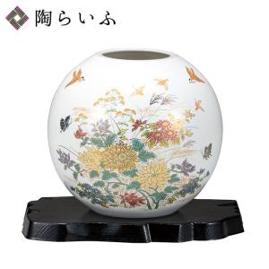 日本の伝統工芸品【九谷焼】10号花瓶 金箔鶴木立連山 N177-01 : 九谷焼