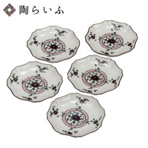 九谷焼 5.2号皿揃 色絵牡丹 / 銀泉窯 和食器 皿 中皿 取皿 人気 ギフト セット 贈り物 結婚祝い 内祝い お祝い k9-170 化粧箱入り