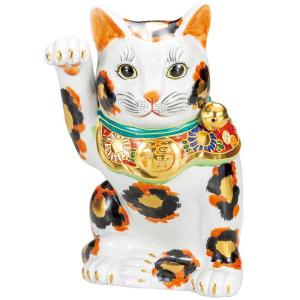 九谷焼　八橋窯　招き猫　7号 (20cm)　美品　縁起物　左手　千客万来 楽天市場】九谷焼 7号招き猫 黒ブチ＜送料無料 置物 縁起物 招き猫
