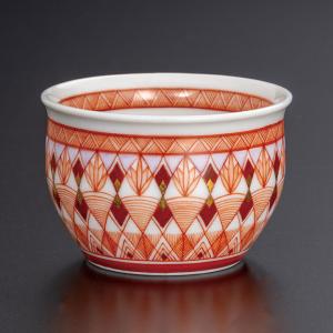 九谷焼 ぐい呑 赤絵細描波千鳥文 / 福島礼子｜ 酒器 盃 ぐい呑 人気