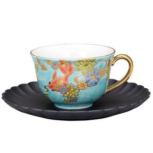 九谷焼 カップ＆ソーサー 碧象（ソーサー山中漆器） コーヒーカップ