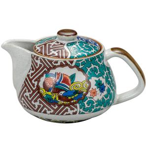 九谷焼 高級 陶磁器 急須3点セット 小 宝尽くし緑塗り 裏絵(Kutani