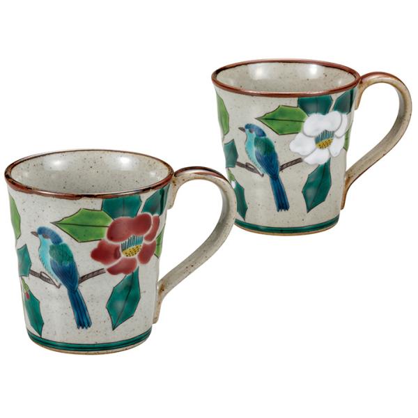 九谷焼 ペアマグカップ 椿に鳥 カップ マグカップ ペア 人気 ギフト 贈り物 結婚祝い 内祝い お...