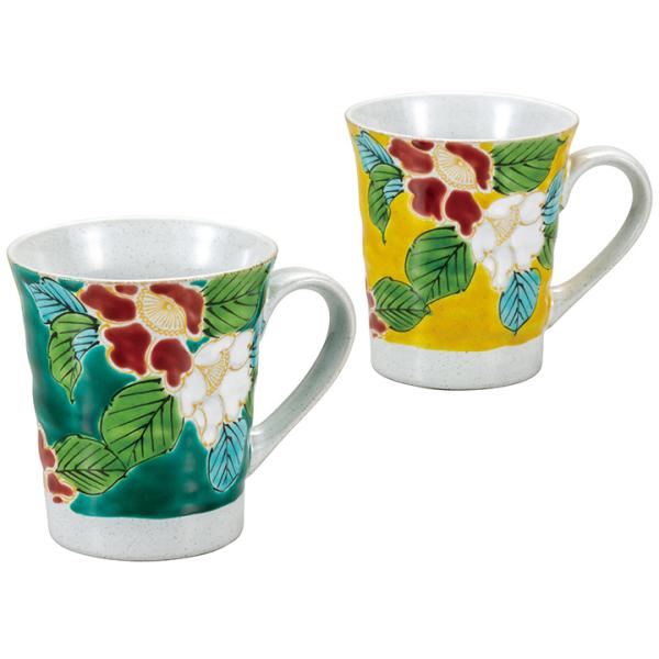 九谷焼 ペアマグカップ 色絵山茶花 カップ マグカップ ペア 人気 ギフト 贈り物 結婚祝い 内祝い...