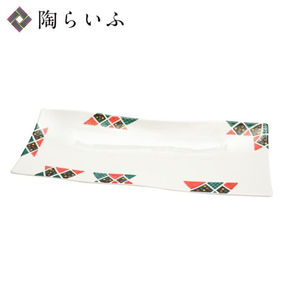 九谷焼 波型長皿 幾何紋 / 北村知子 皿 盛皿 大皿 人気 ギフト 化粧箱入り