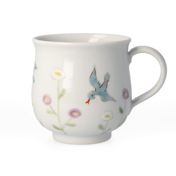 九谷焼 マグカップ ヒメジョオンの花輪 / 宮腰綾 ｜ 250ml カップ かわいい ギフト 結婚 ...
