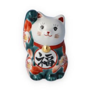 九谷焼 招き猫 4号 両手招き猫 花づくし 置物 おしゃれ 陶器 縁起物