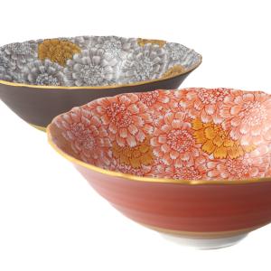 九谷焼 6号ペア鉢 紅白椿 / 福田良則 和食器 鉢 ペア セット 人気