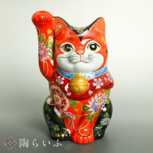 九谷焼 招猫 9号小槌持招猫 黄盛（布団付）＜インテリア 縁起置物
