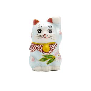 九谷焼 招き猫 4号 両手招き猫 花づくし 置物 おしゃれ 陶器 縁起物