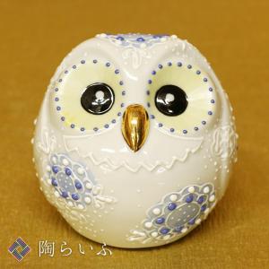 九谷焼 2.5号ペア梟 金釉彩｜ 置物 縁起物 ふくろう 人気 ギフト