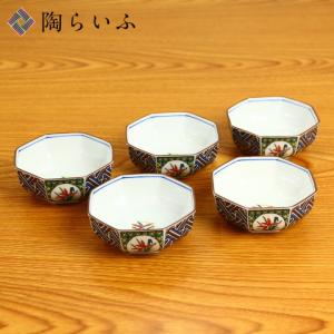 九谷焼　新品　5号皿揃　吉田屋風桃に鳥　小皿　5枚 5号皿揃 吉田屋風桃に鳥/青郊窯