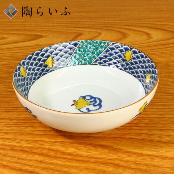 九谷焼 4号鉢 青海波千鳥/青郊窯 和食器 皿 小鉢 中鉢 人気 ギフト 化粧箱入り