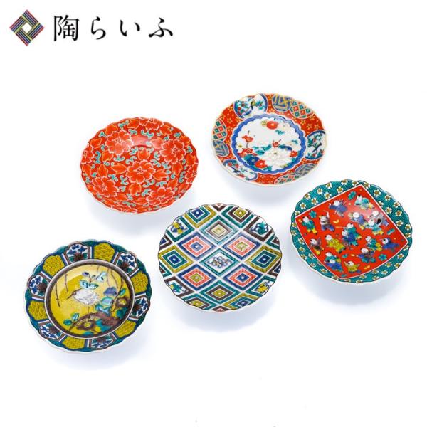 九谷焼 3号菊皿揃 時代画風/青郊窯 和食器 皿 人気 ギフト セット 贈り物 化粧箱入り