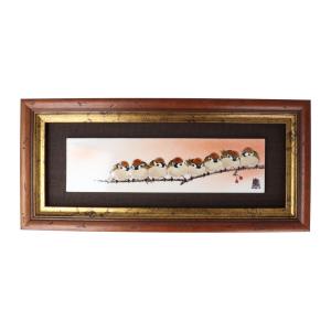 九谷焼 陶額 南天 ( 退職祝い 定年 置物 額飾り 陶板 陶板画 法人