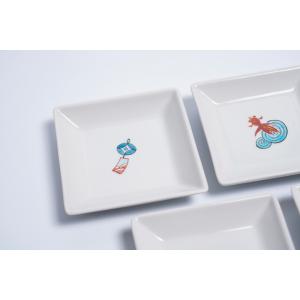 九谷焼 夏の便り 角小皿揃(風鈴・金魚・スイカ...の詳細画像3