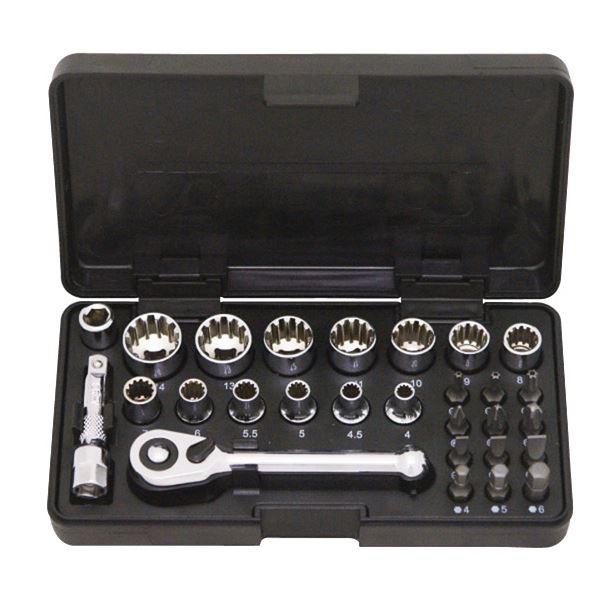 SIGNET シグネット 22038 1/4DR スプラインソケット ＆ ビットセット 28PC 工...