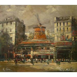 パリ 風景画 絵画 フランス 水彩画 藤森悠二 「パリ下町の市」 額付き